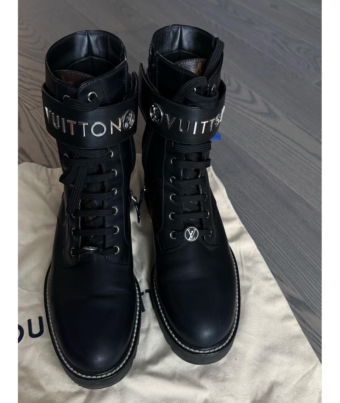 LOUIS VUITTON Черные кожаные ботинки, фото 2