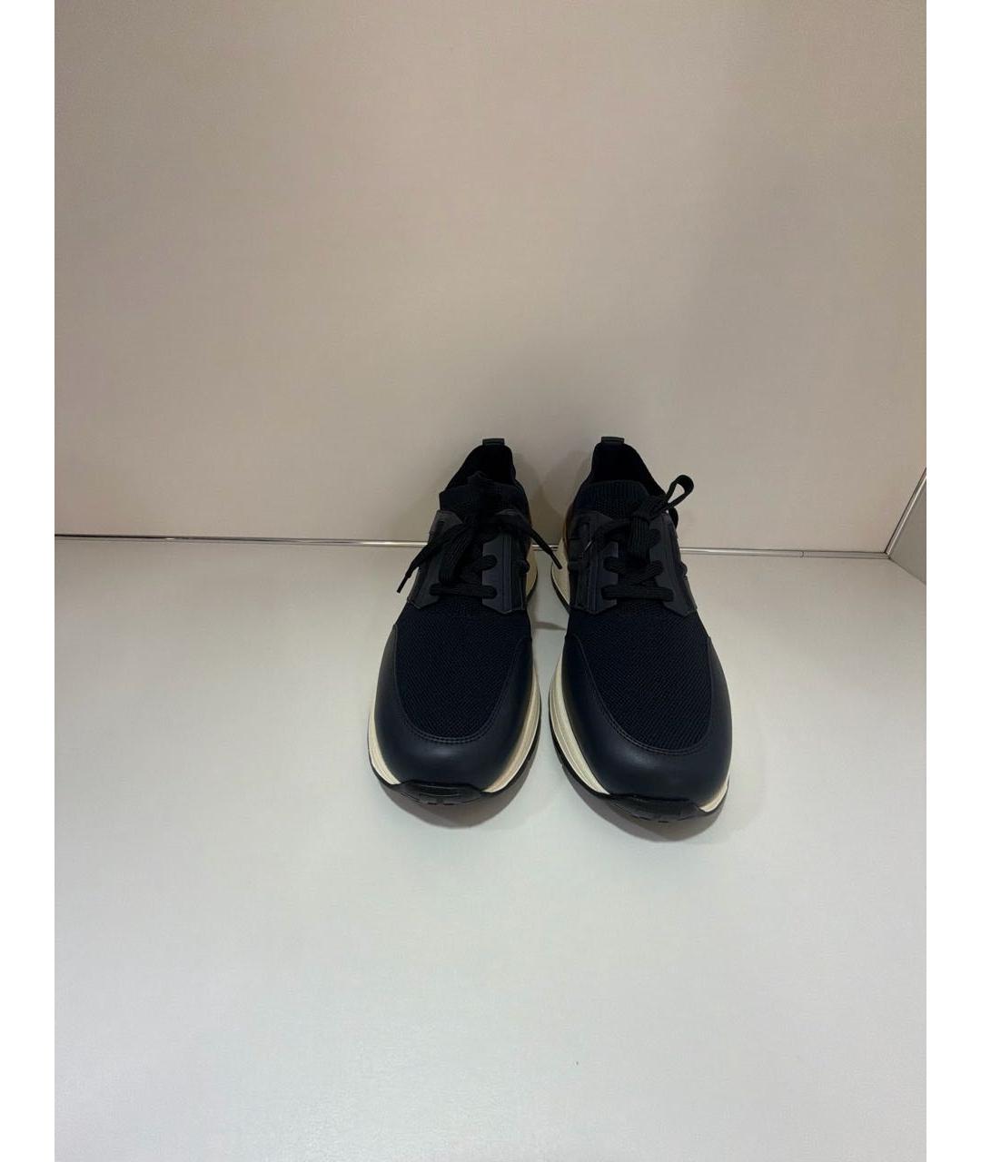 TOD'S Темно-синие кожаные низкие кроссовки / кеды, фото 2