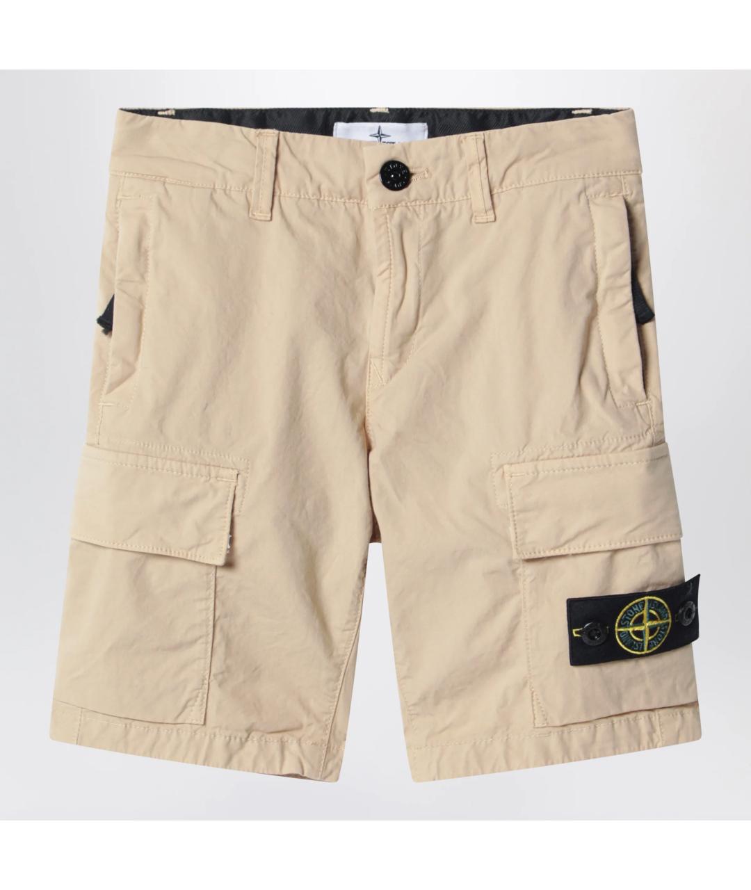 STONE ISLAND Бежевые хлопковые брюки и шорты, фото 3
