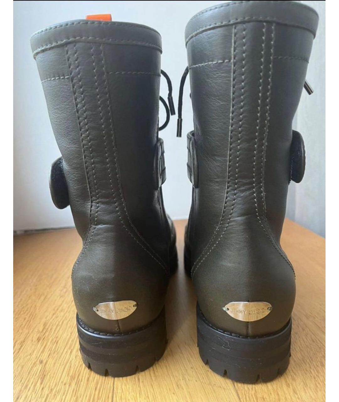 JIMMY CHOO Хаки кожаные ботинки, фото 4