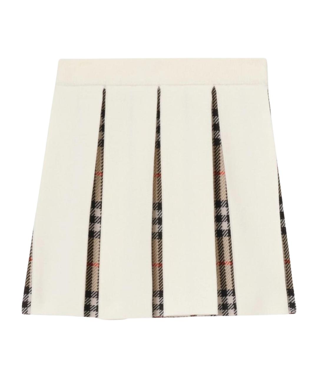 BURBERRY Бежевая шерстяная юбка, фото 1