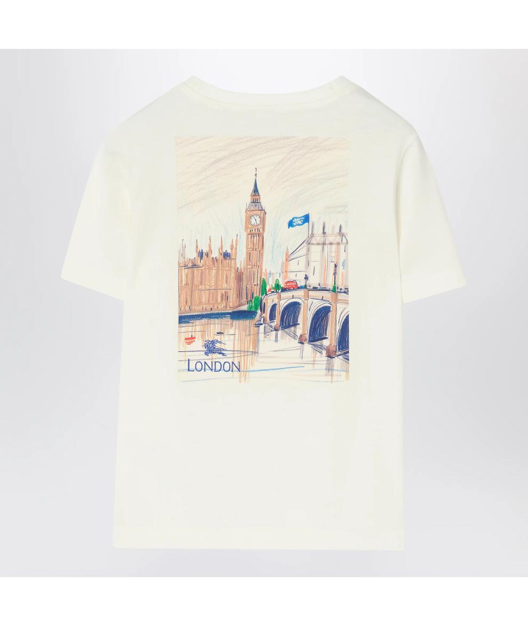 BURBERRY Белая хлопковая детская футболка, фото 2