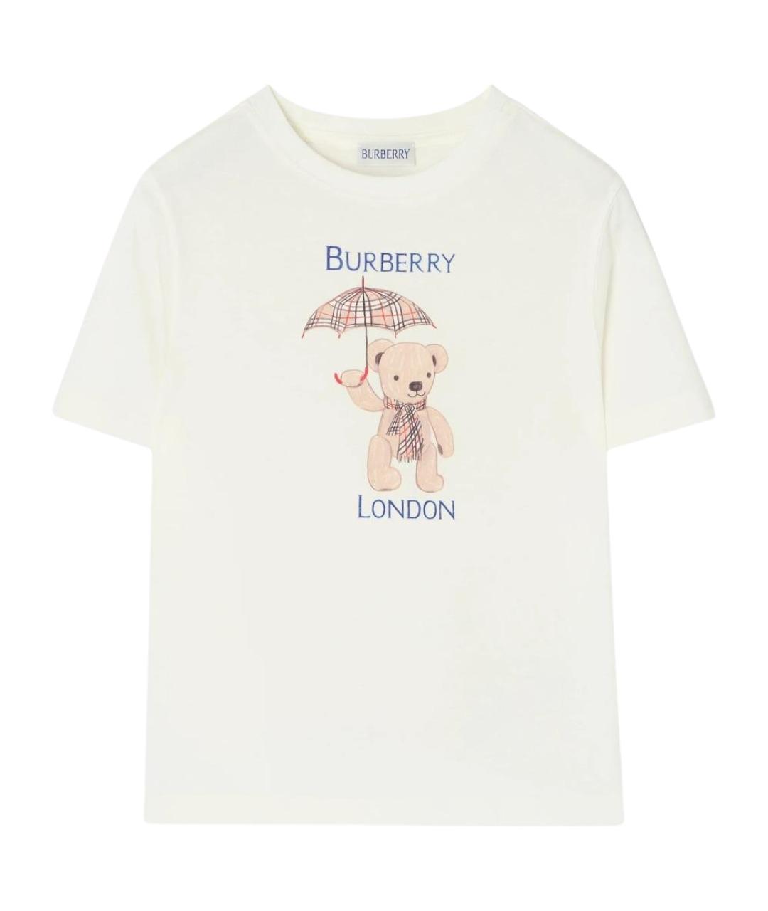 BURBERRY Белая хлопковая детская футболка, фото 1