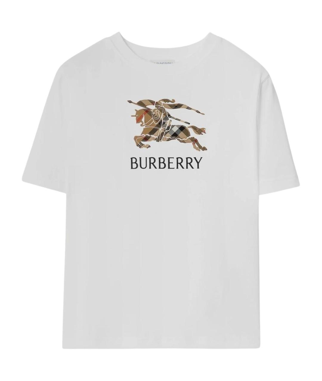 BURBERRY Белая хлопковая детская футболка, фото 1