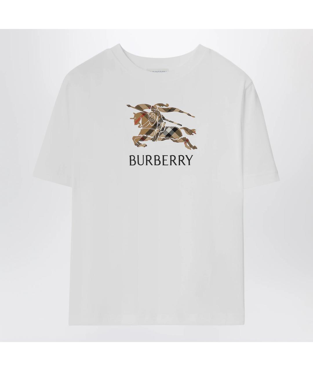 BURBERRY Белая хлопковая детская футболка, фото 3