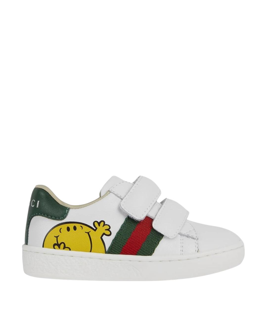 GUCCI Белые кожаные кеды, фото 1