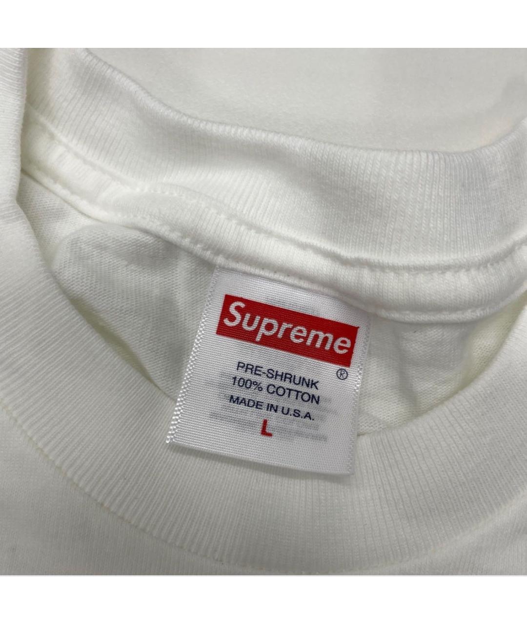 SUPREME Белая хлопковая футболка, фото 3