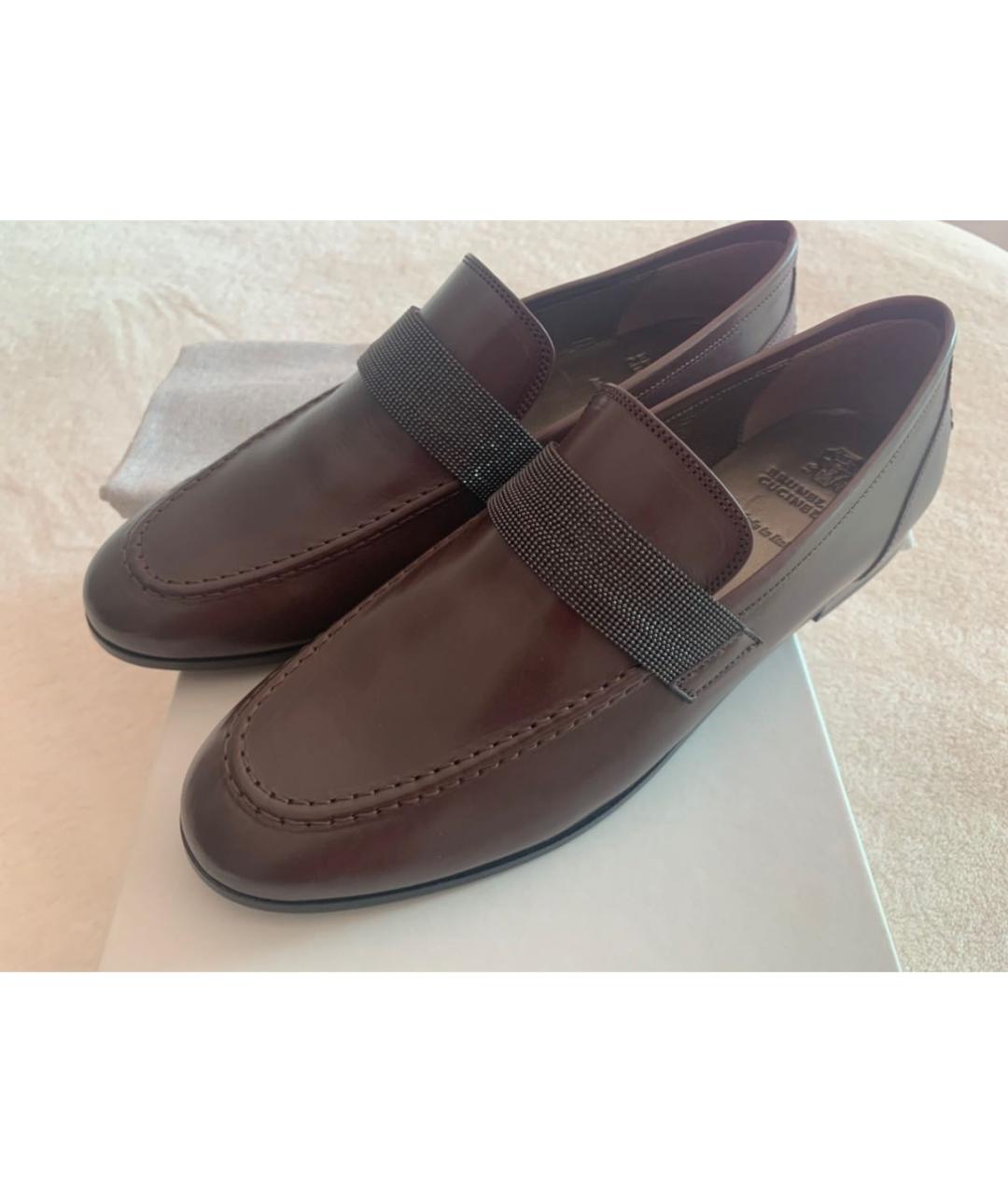 BRUNELLO CUCINELLI Коричневые кожаные лоферы, фото 4