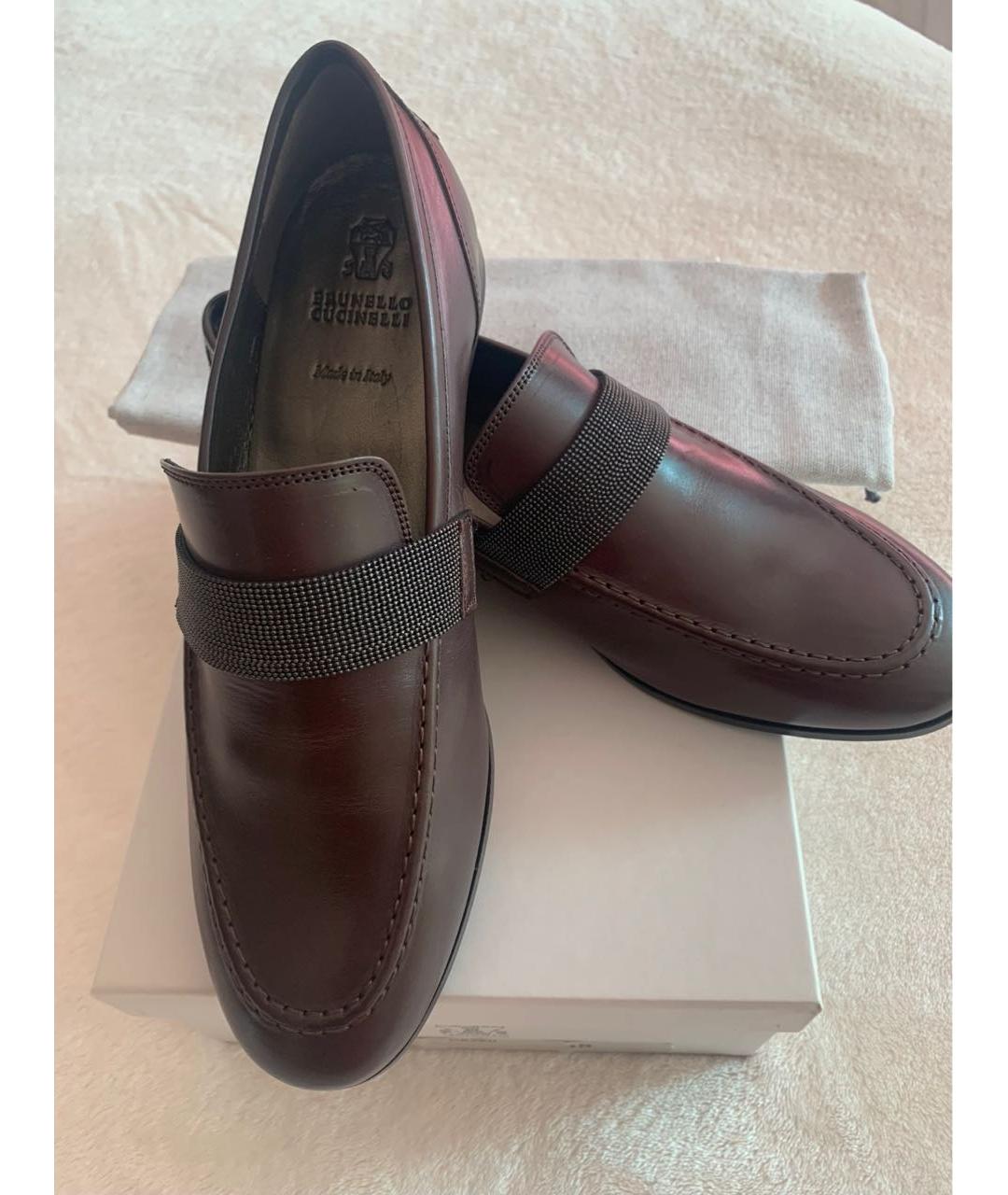 BRUNELLO CUCINELLI Коричневые кожаные лоферы, фото 2
