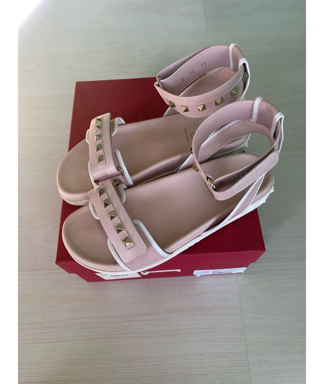 VALENTINO Розовые кожаные сандалии, фото 4