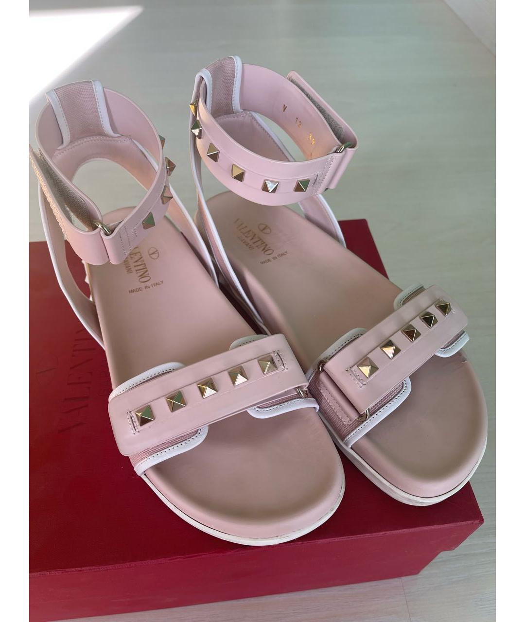VALENTINO Розовые кожаные сандалии, фото 2