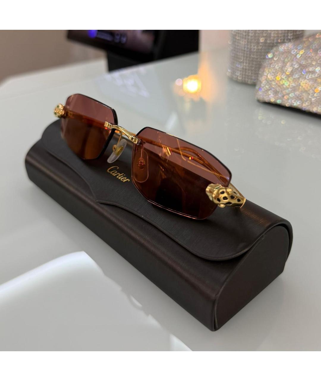 CARTIER Золотые металлические солнцезащитные очки, фото 2