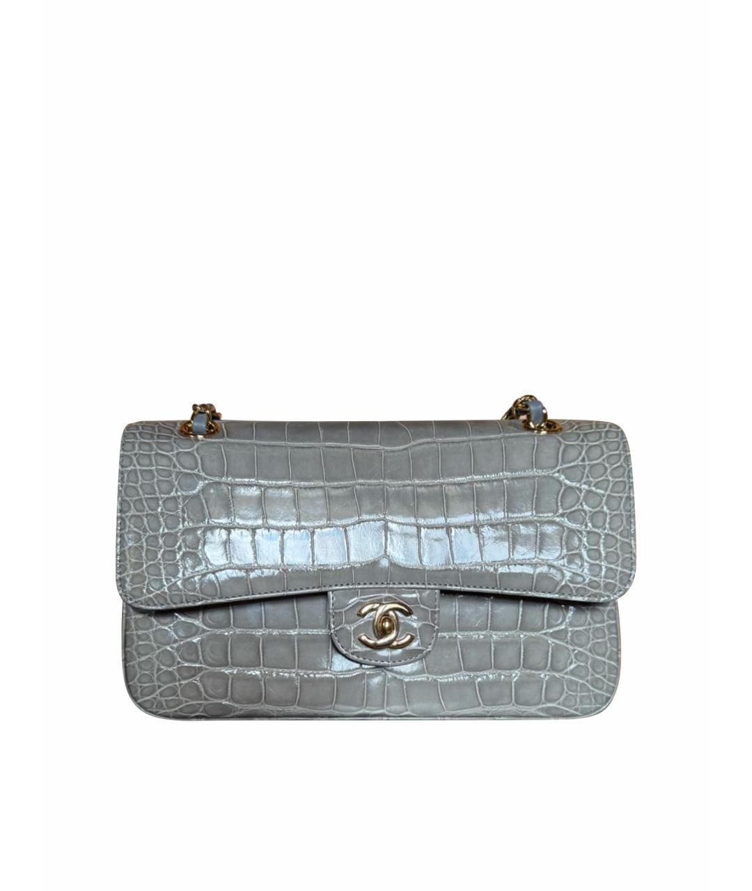 CHANEL Серая сумка через плечо из кожи аллигатора, фото 1