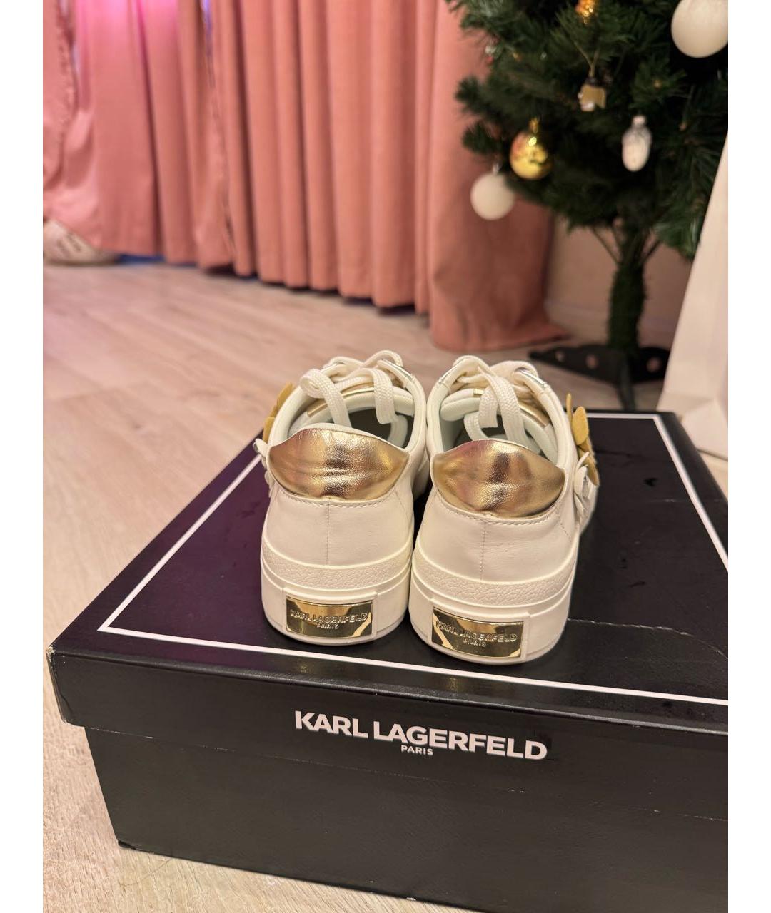 KARL LAGERFELD Белые кроссовки из искусственной кожи, фото 4