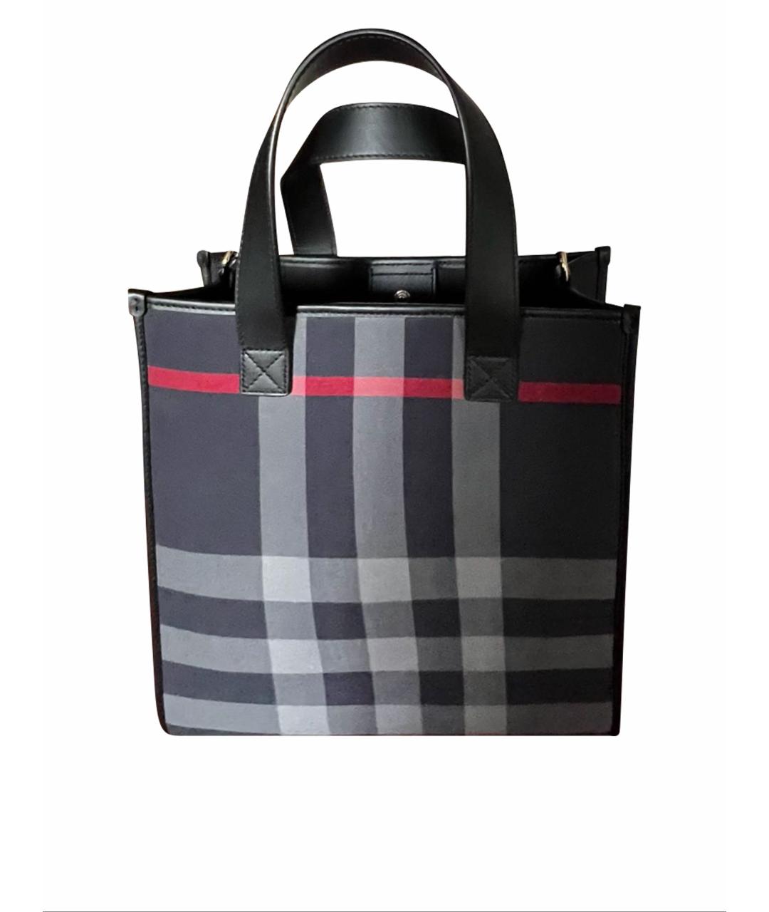 BURBERRY Темно-синяя кожаная сумка тоут, фото 9