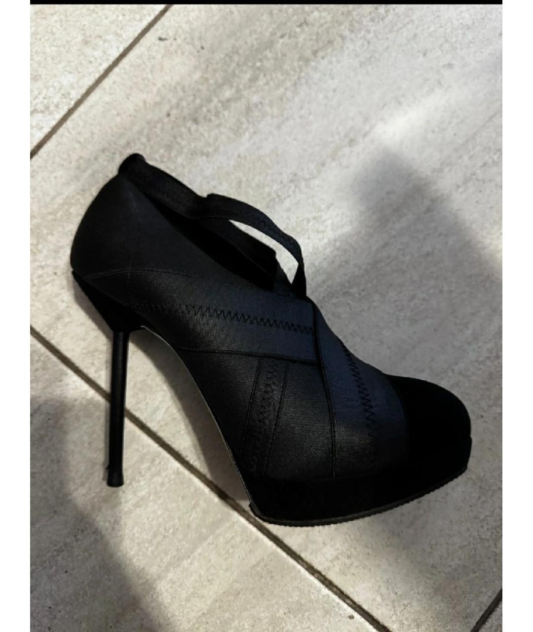 SAINT LAURENT Черные текстильные ботильоны, фото 5