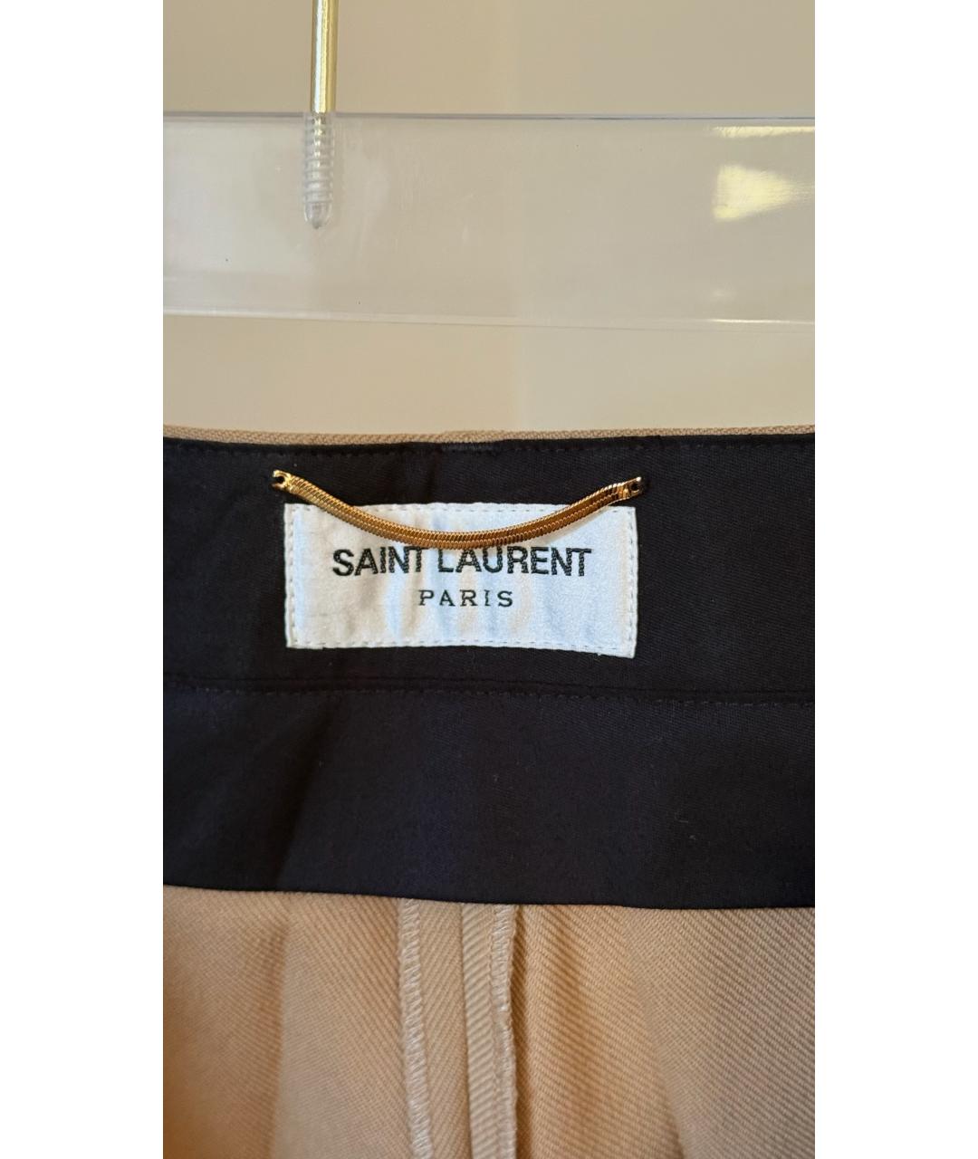 SAINT LAURENT Бежевые прямые брюки, фото 8