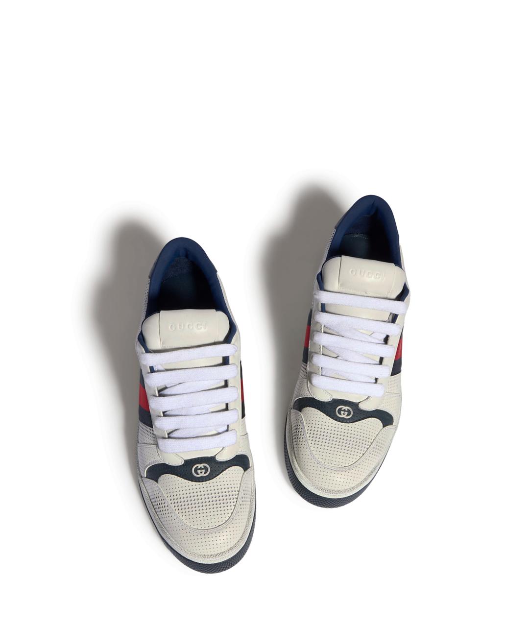 GUCCI Белые кожаные низкие кроссовки / кеды, фото 3