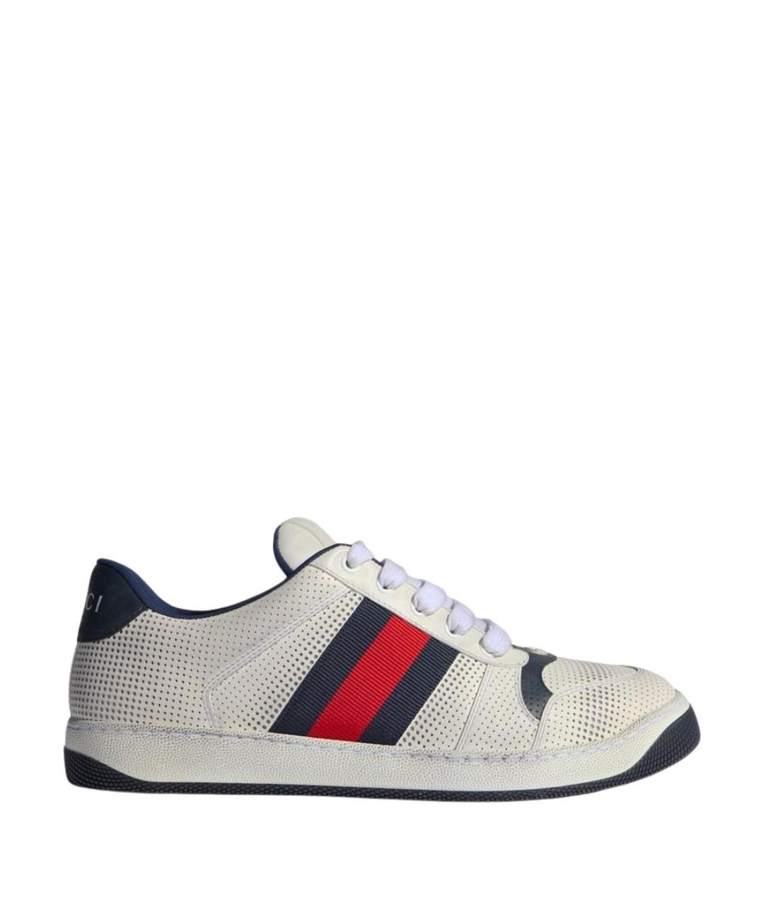 GUCCI Белые кожаные низкие кроссовки / кеды, фото 1
