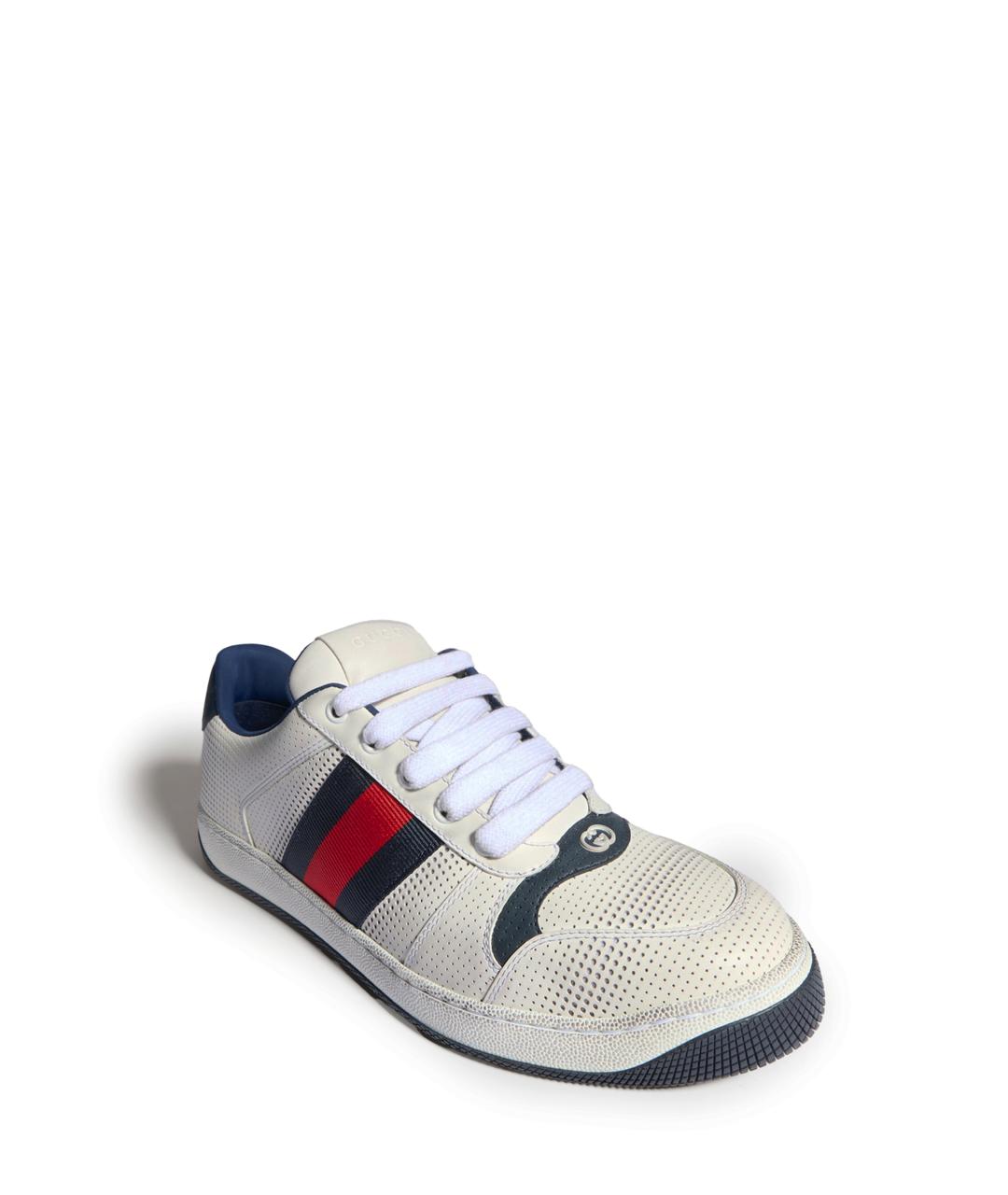 GUCCI Белые кожаные низкие кроссовки / кеды, фото 2