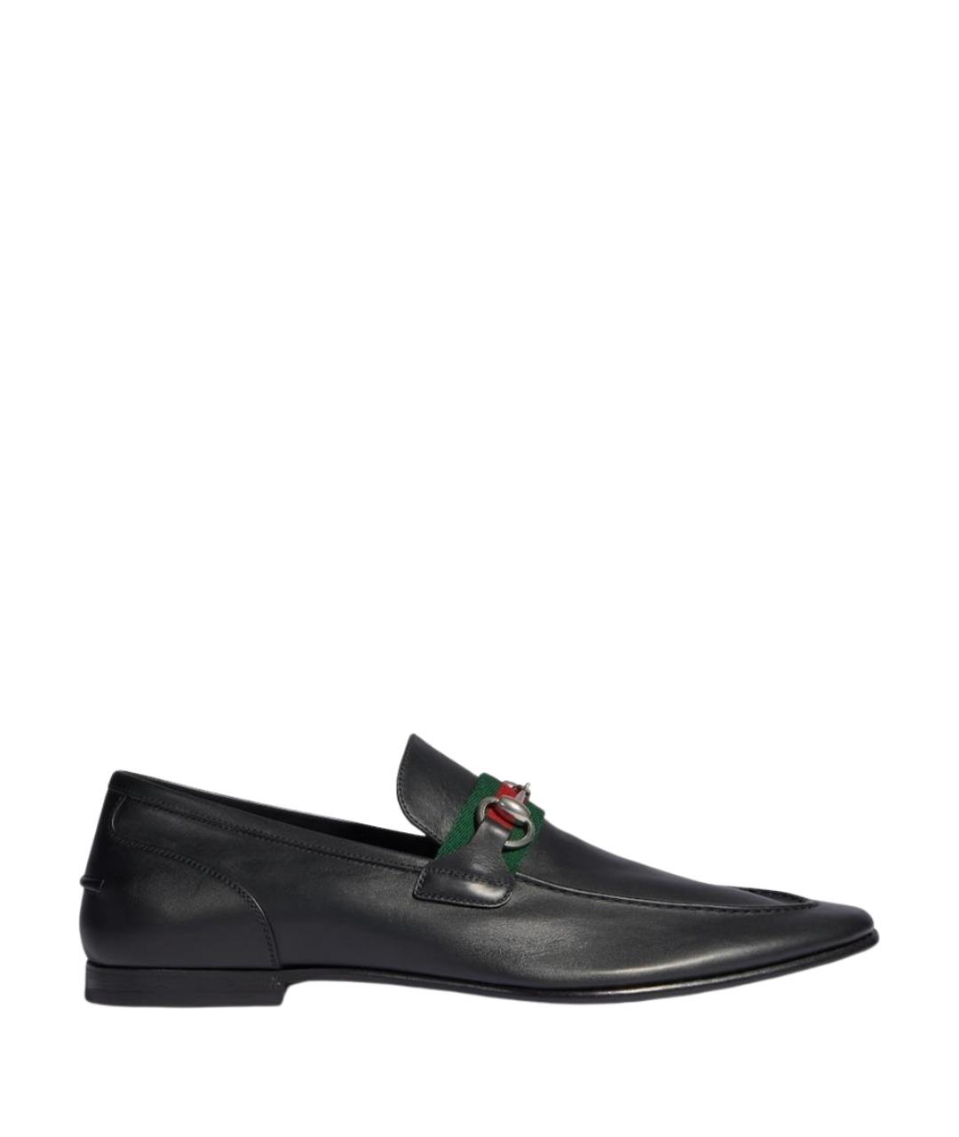 GUCCI Черные кожаные лоферы, фото 1