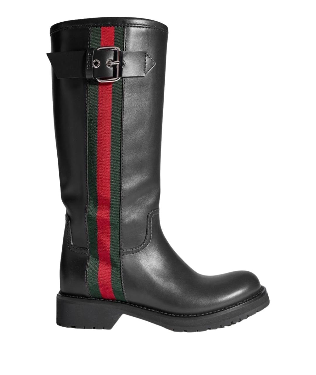 GUCCI Черные кожаные сапоги, фото 1