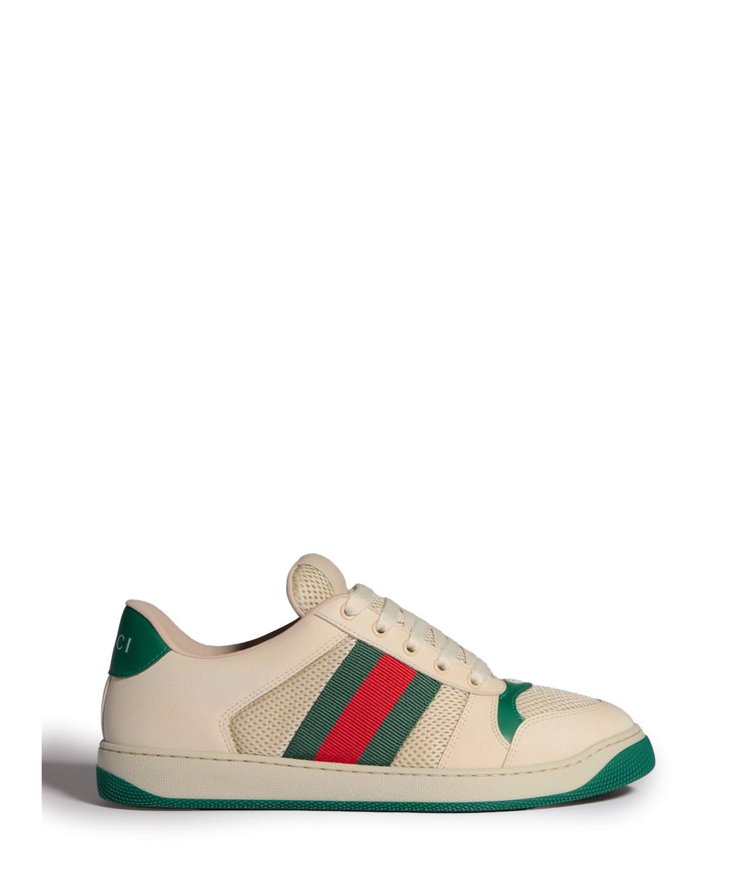 GUCCI Белые кожаные низкие кроссовки / кеды, фото 6