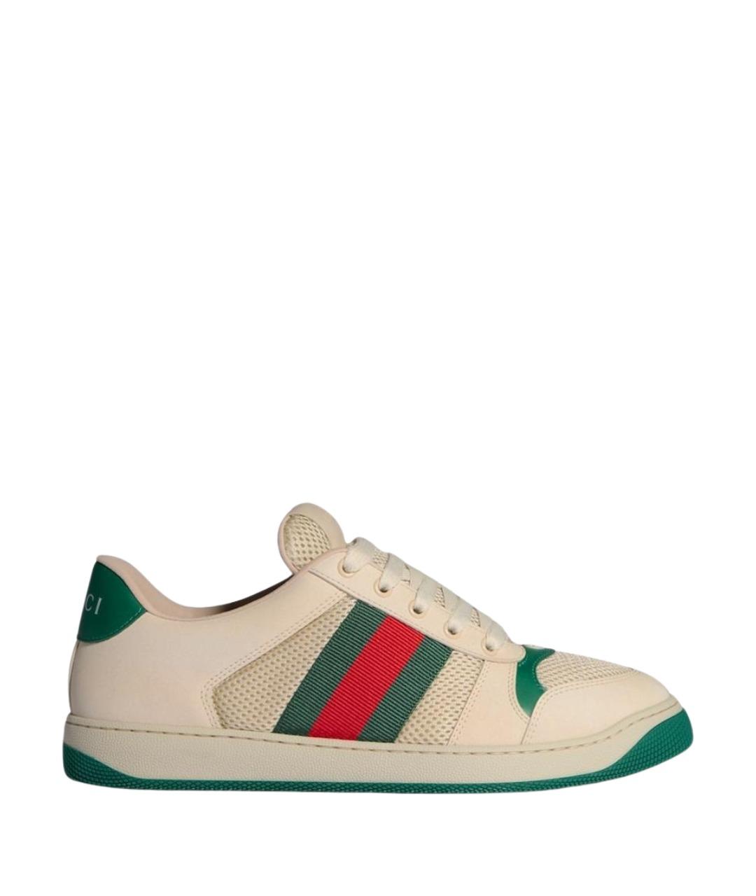 GUCCI Белые кожаные низкие кроссовки / кеды, фото 1