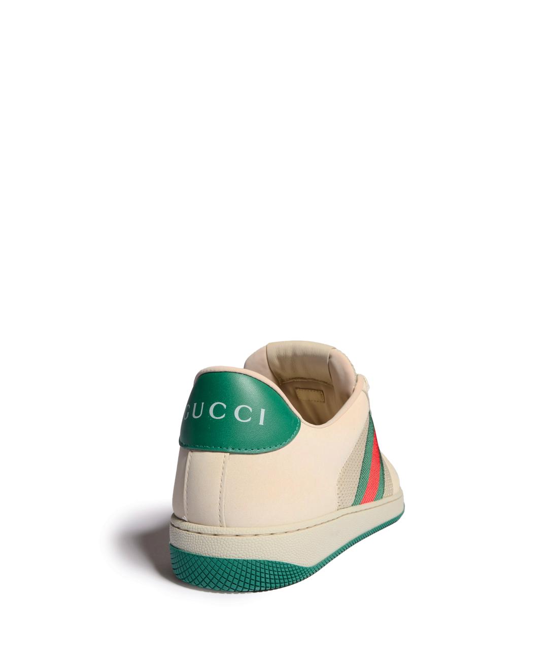 GUCCI Белые кожаные низкие кроссовки / кеды, фото 4