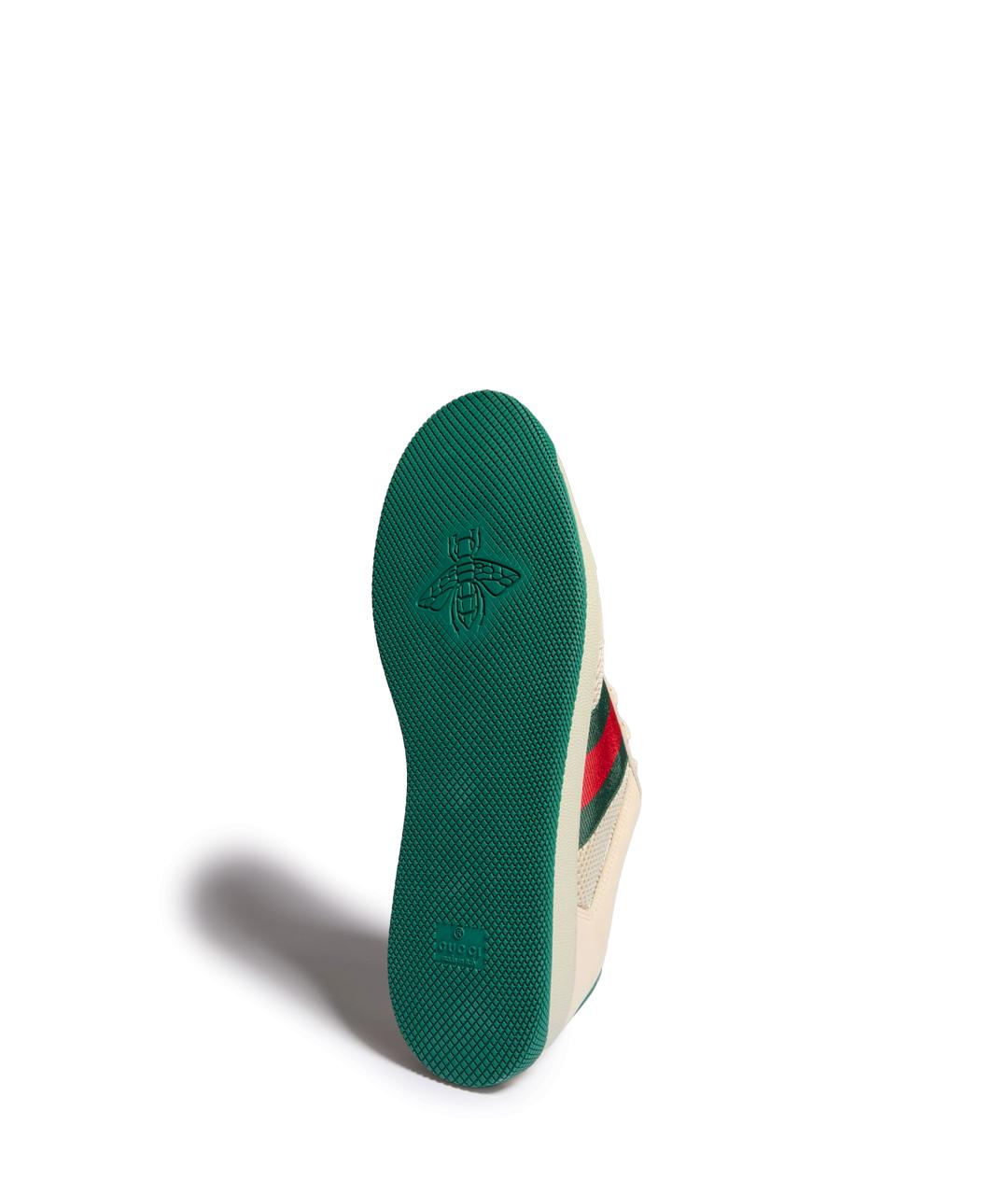 GUCCI Белые кожаные низкие кроссовки / кеды, фото 5