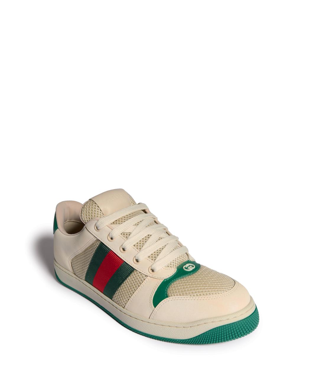 GUCCI Белые кожаные низкие кроссовки / кеды, фото 2