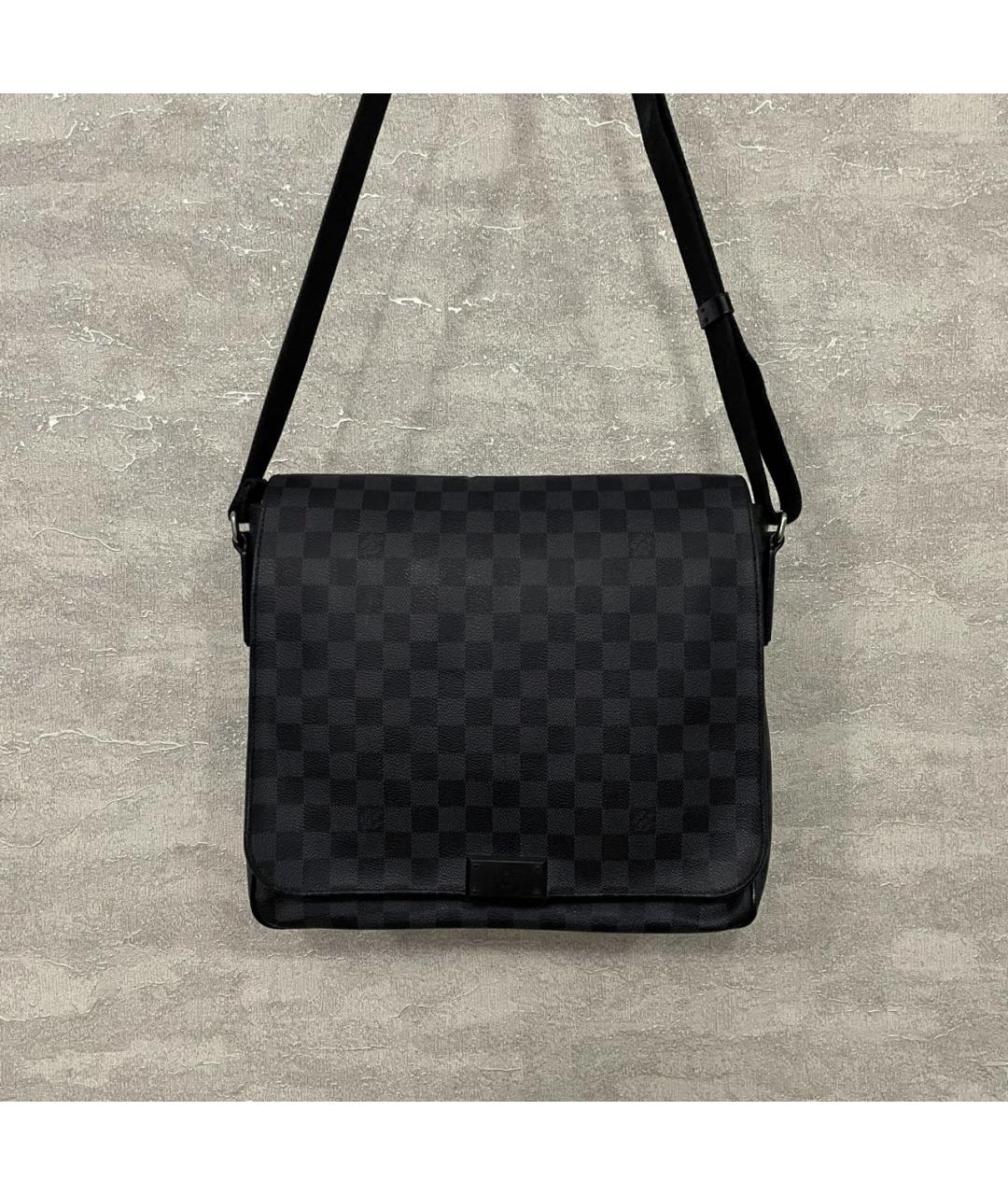 LOUIS VUITTON Черная сумка на плечо из канвы, фото 9