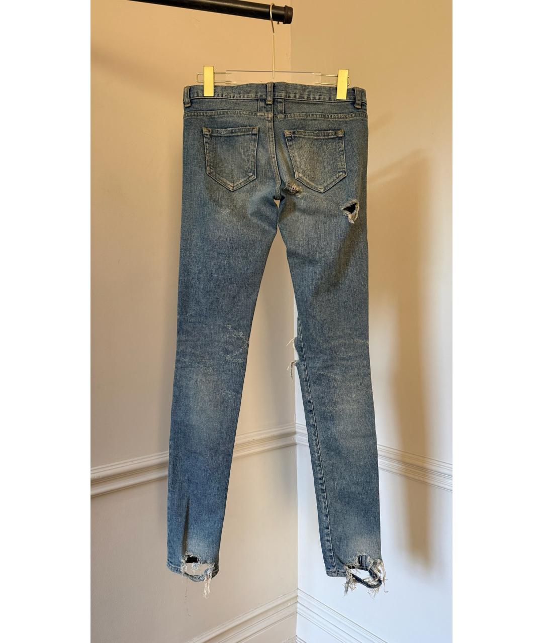 SAINT LAURENT Голубые хлопковые прямые джинсы, фото 2