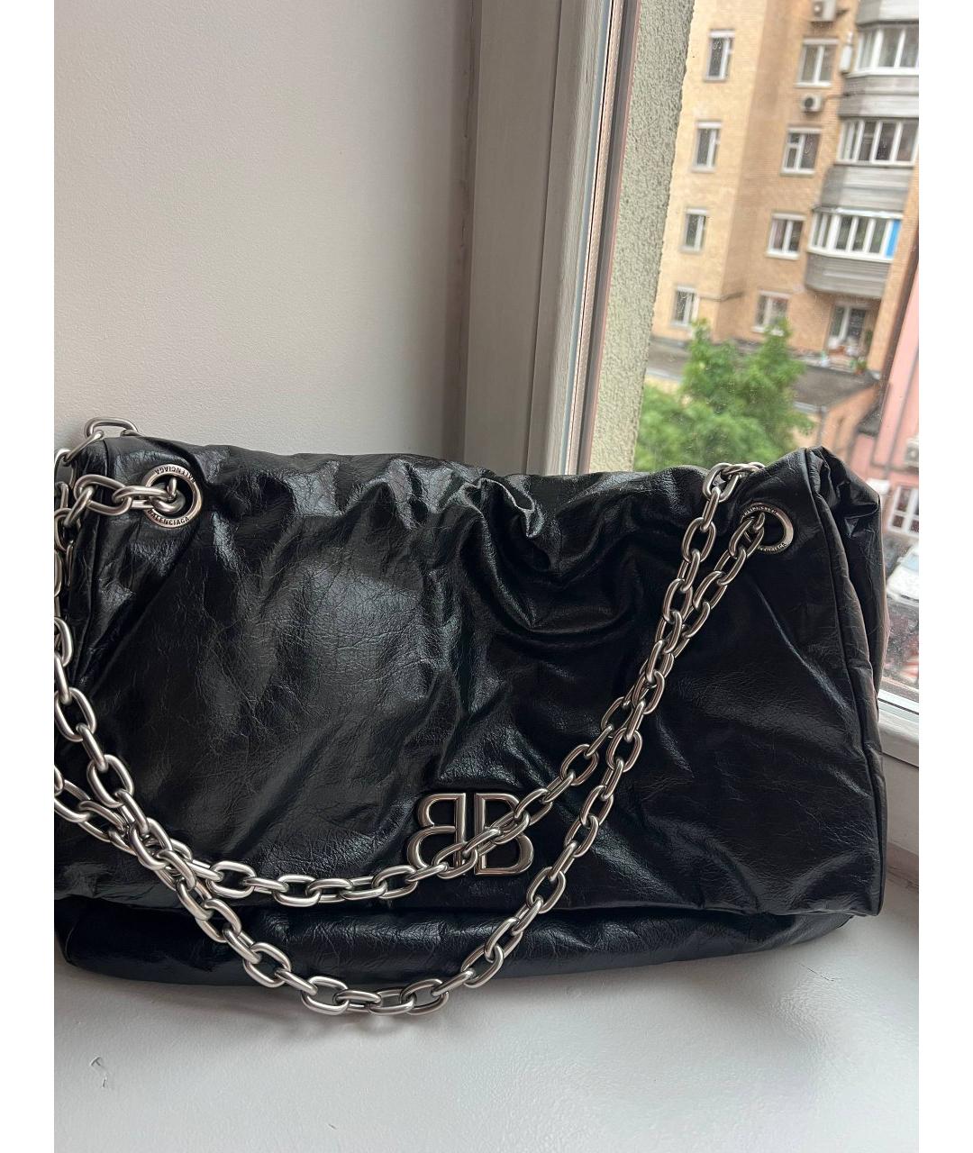 BALENCIAGA Черная кожаная сумка тоут, фото 4