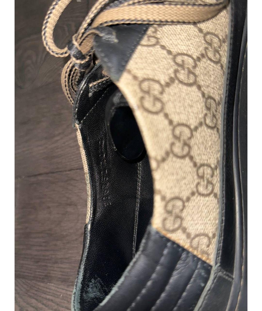GUCCI Черные кожаные низкие кроссовки / кеды, фото 7