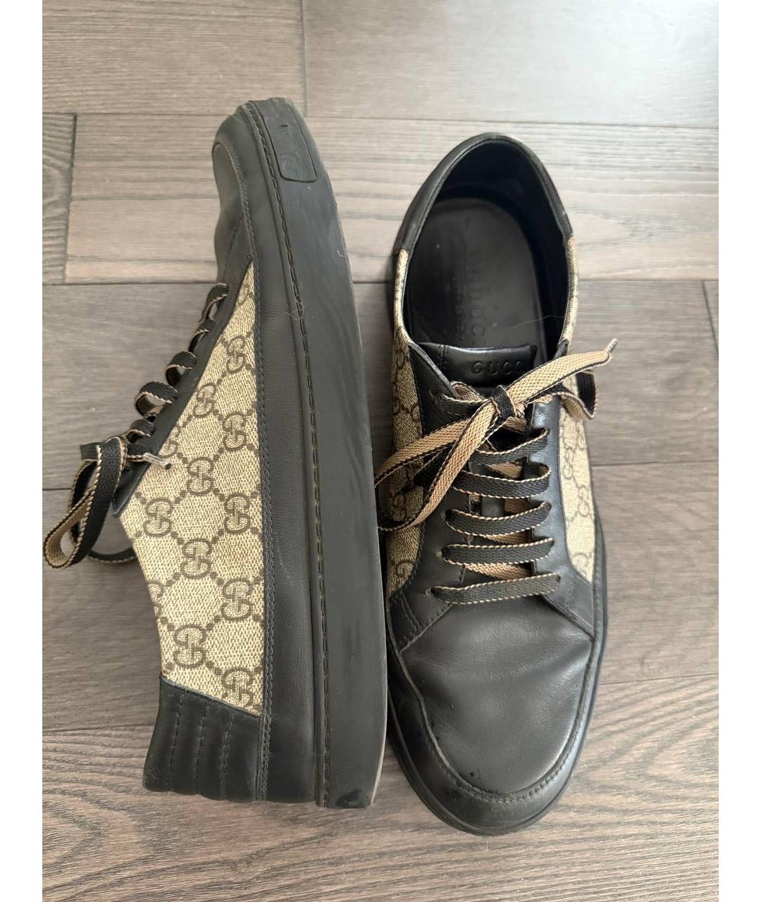GUCCI Черные кожаные низкие кроссовки / кеды, фото 5