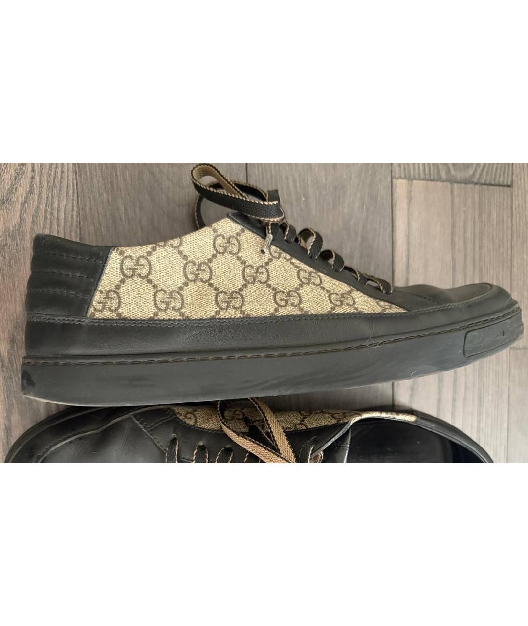GUCCI Черные кожаные низкие кроссовки / кеды, фото 9
