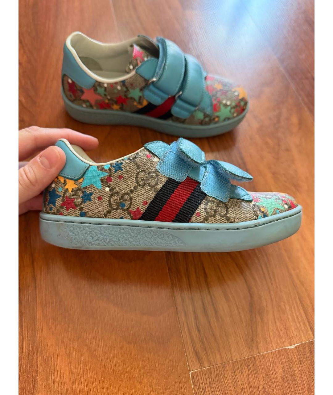 GUCCI KIDS Голубые кожаные кеды, фото 5