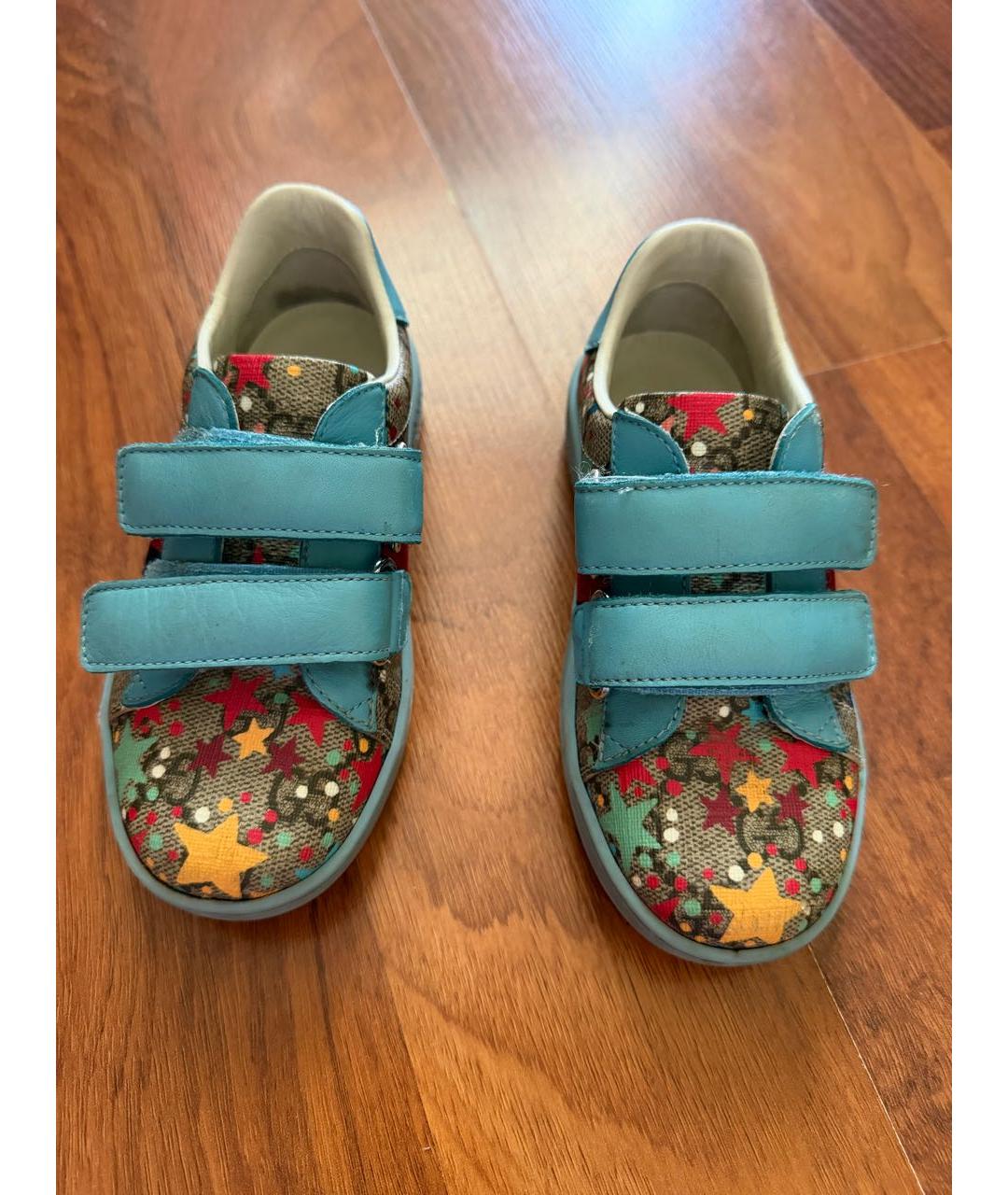 GUCCI KIDS Голубые кожаные кеды, фото 2