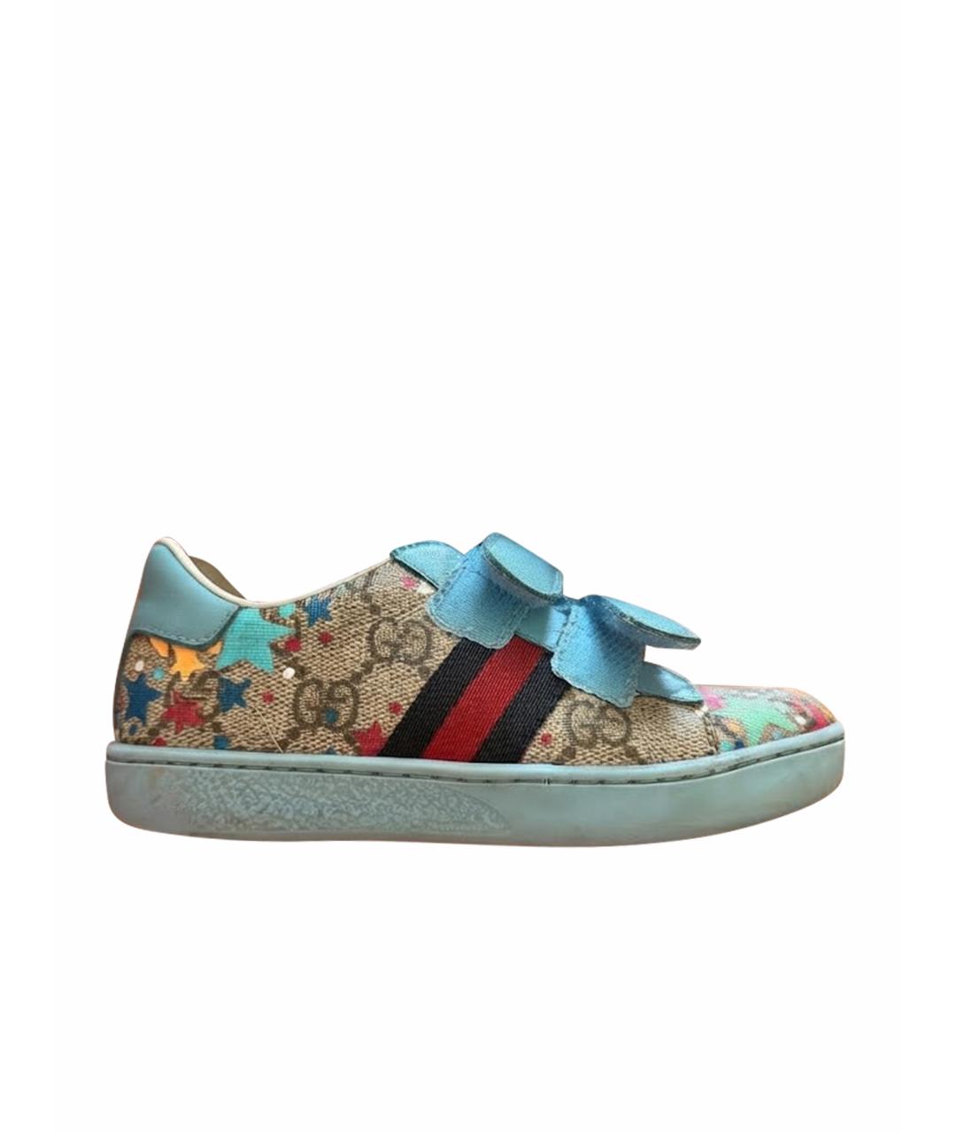 GUCCI KIDS Голубые кожаные кеды, фото 1