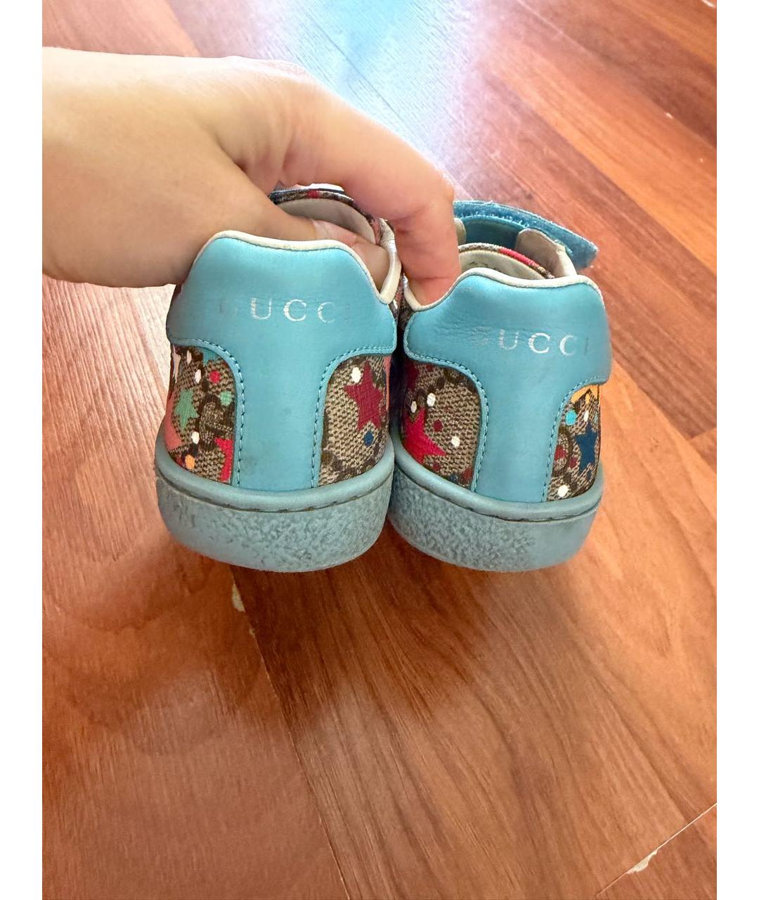 GUCCI KIDS Голубые кожаные кеды, фото 4