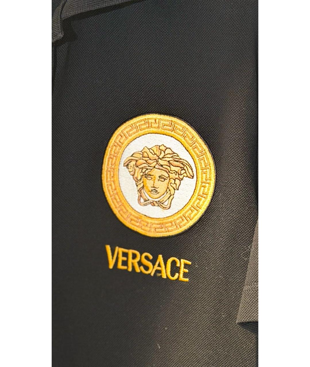 VERSACE Черное хлопковое поло с коротким рукавом, фото 6