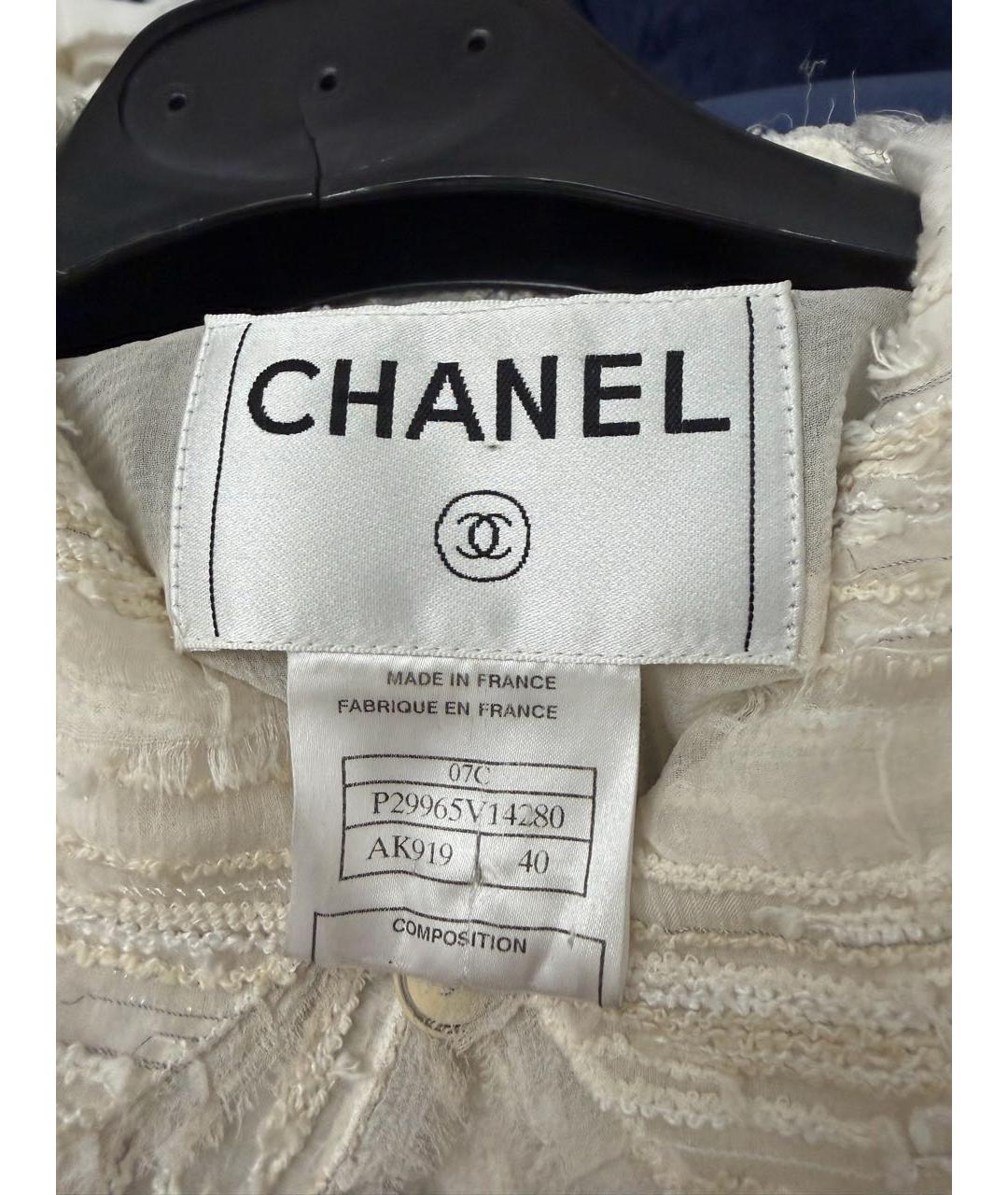 CHANEL Бежевый шелковый жакет/пиджак, фото 4