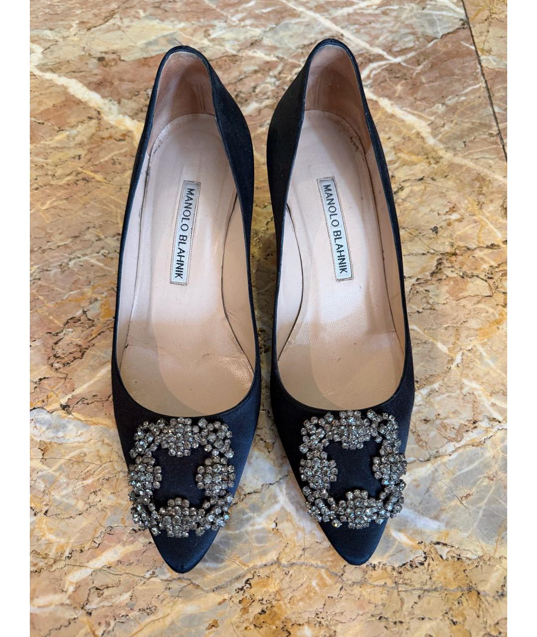 MANOLO BLAHNIK Черные текстильные туфли, фото 2