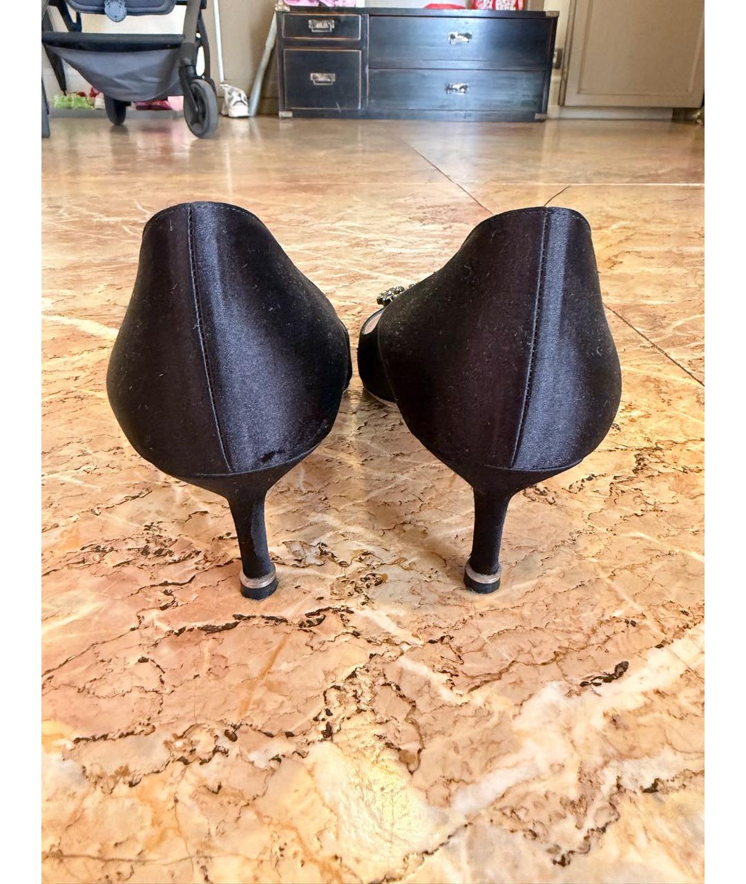 MANOLO BLAHNIK Черные текстильные туфли, фото 4