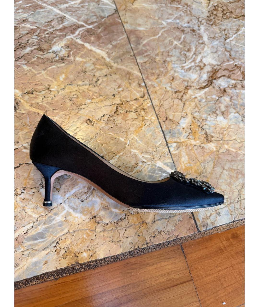 MANOLO BLAHNIK Черные текстильные туфли, фото 5