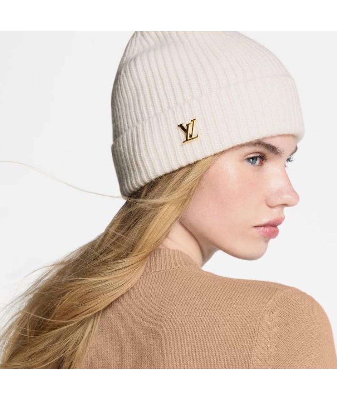 LOUIS VUITTON Белая кашемировая шапка, фото 4