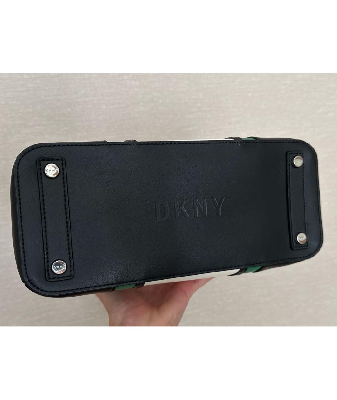 DKNY Черная кожаная сумка с короткими ручками, фото 8