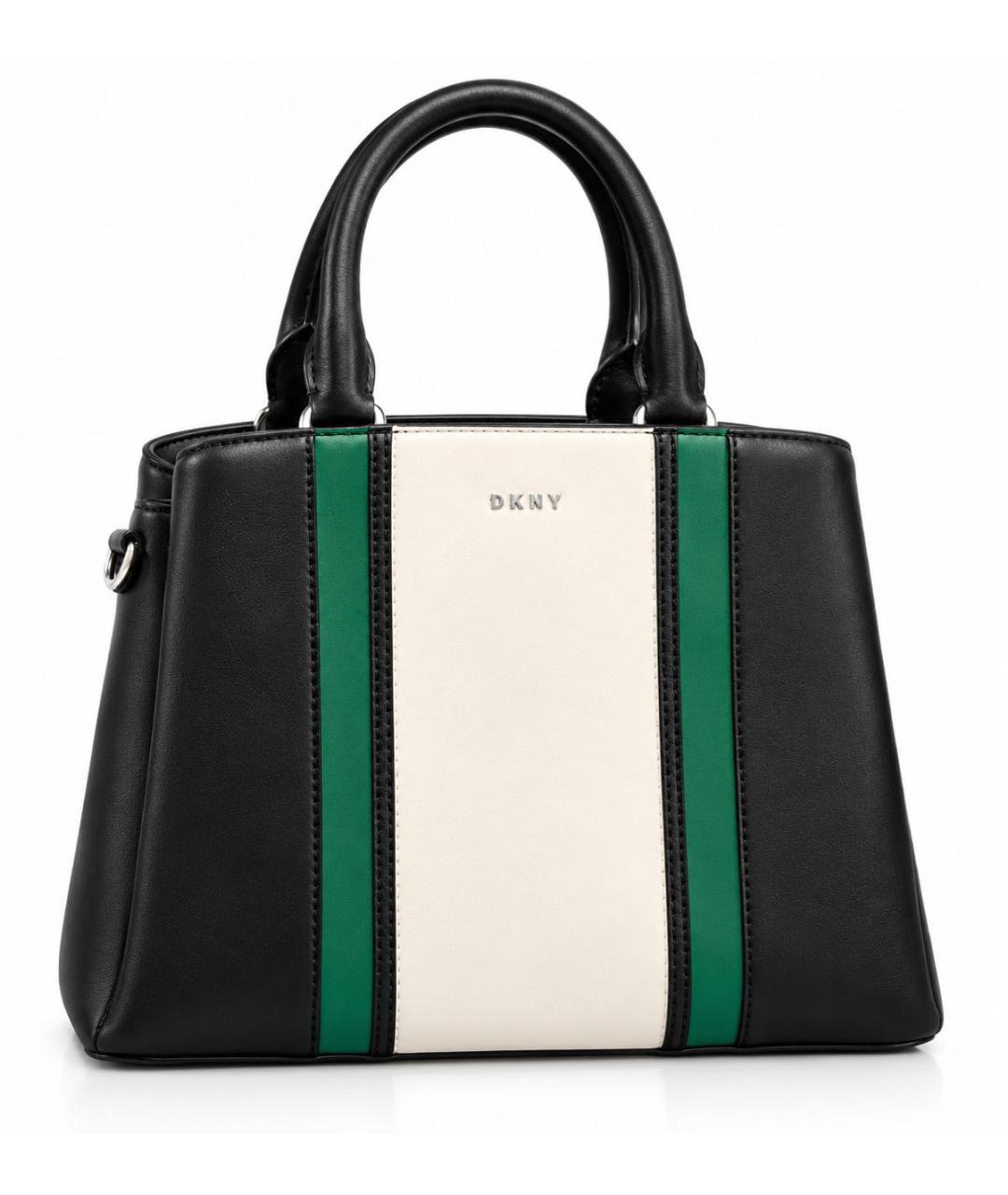 DKNY Черная кожаная сумка с короткими ручками, фото 9