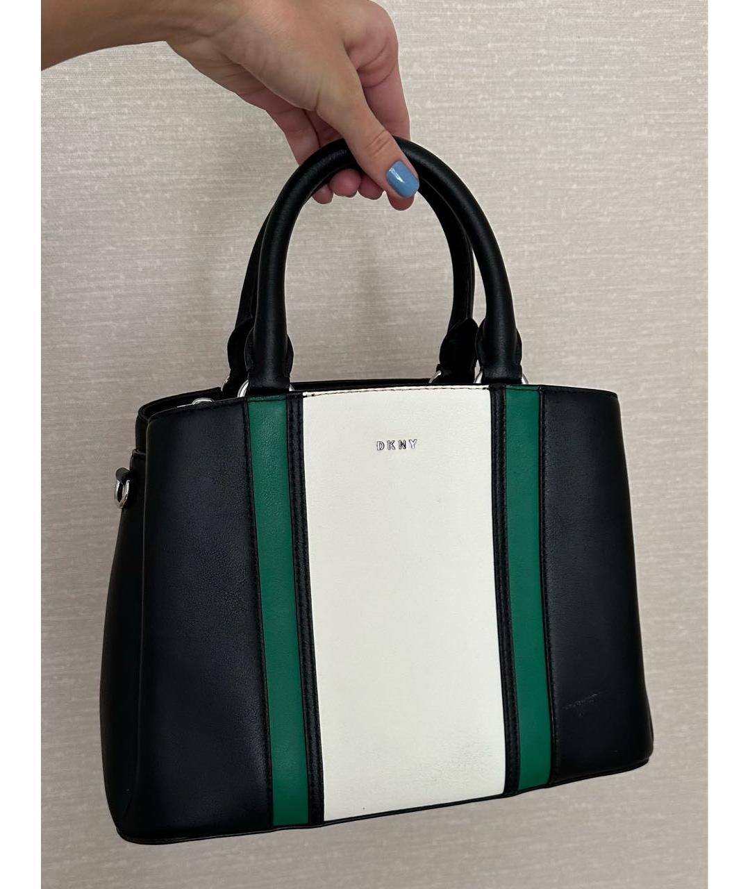 DKNY Черная кожаная сумка с короткими ручками, фото 2